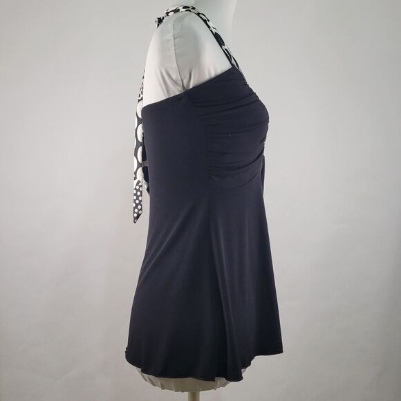 Iz Byer California Y2K halter top black white circles size small - Picture 5 of 11